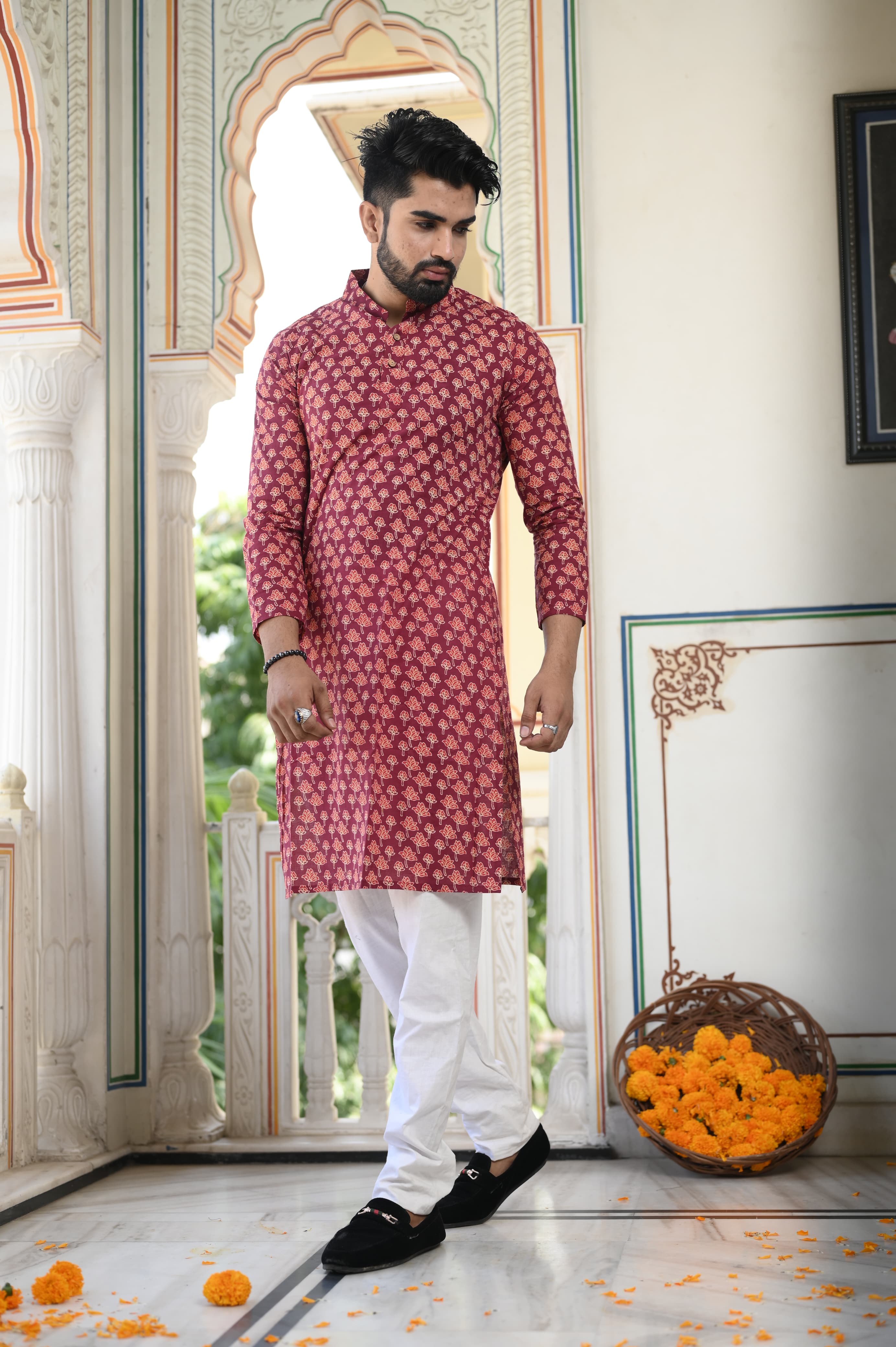 Stylish Block Printed Kurta for Men