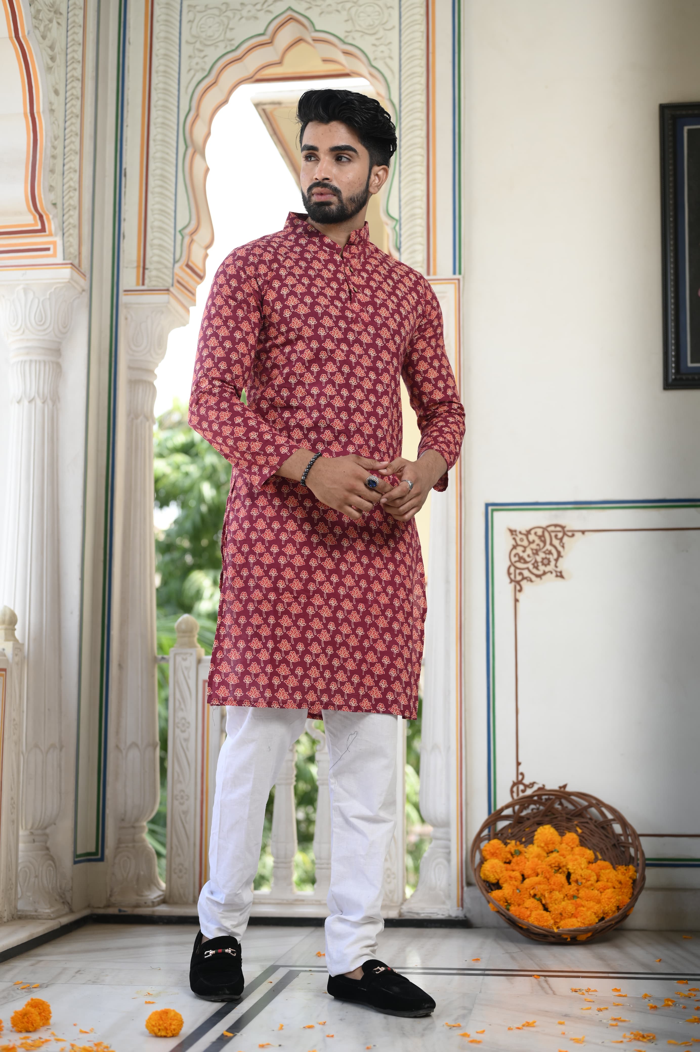 Stylish Block Printed Kurta for Men