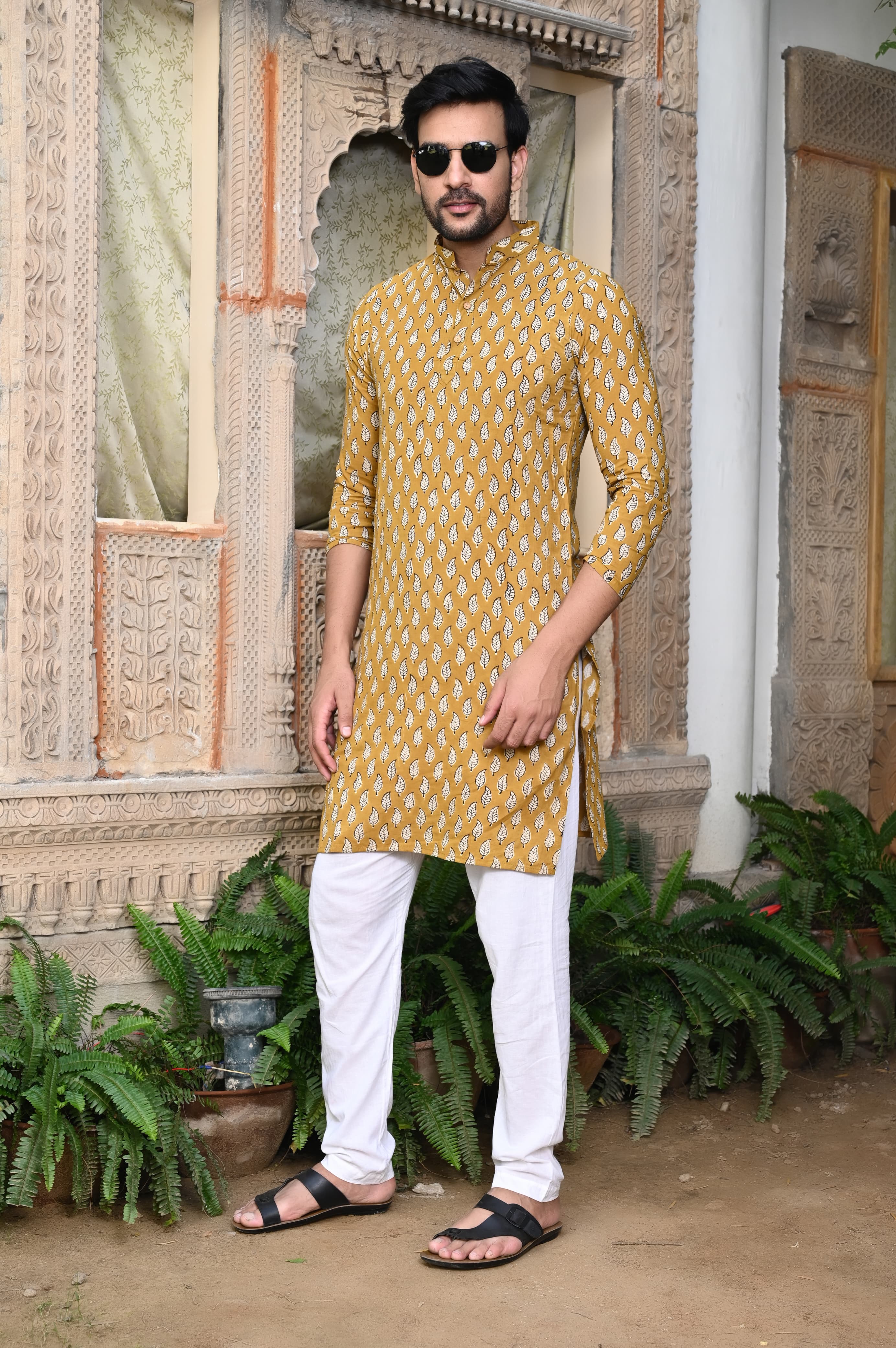 Yellow Color Stylish Kurta Payzama for Mens