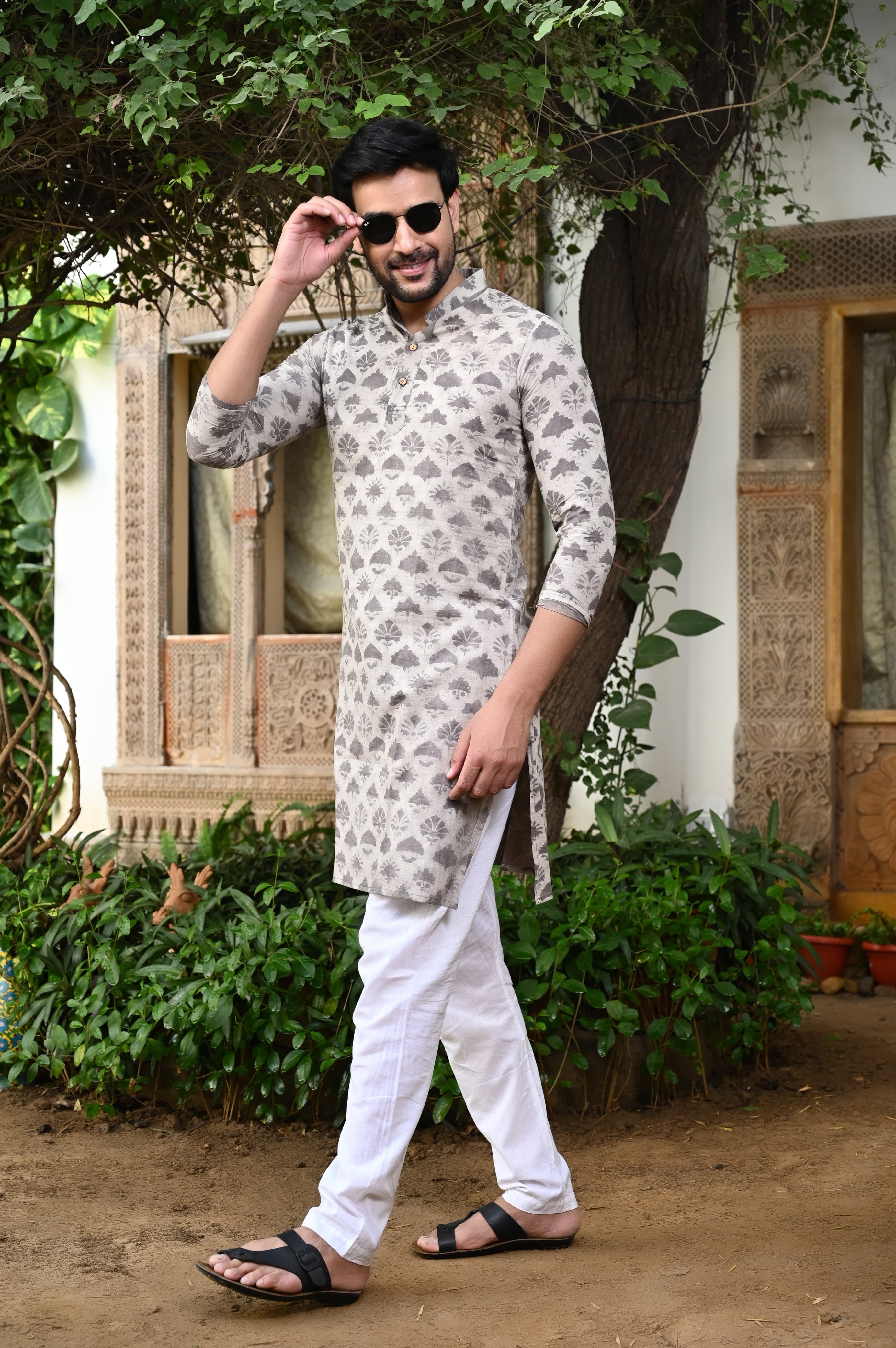 Color Block Print Kurta Payzama