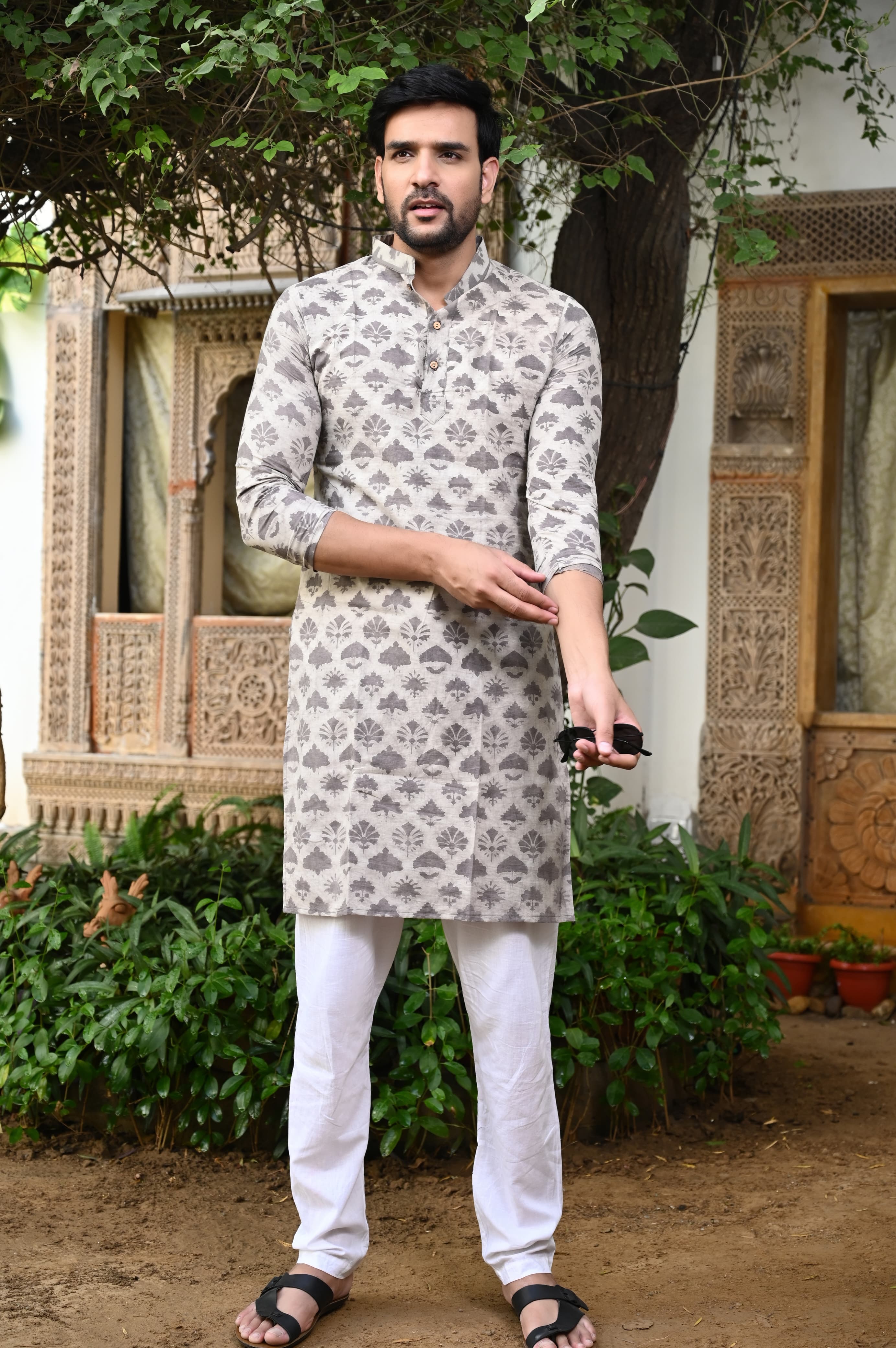 Color Block Print Kurta Payzama