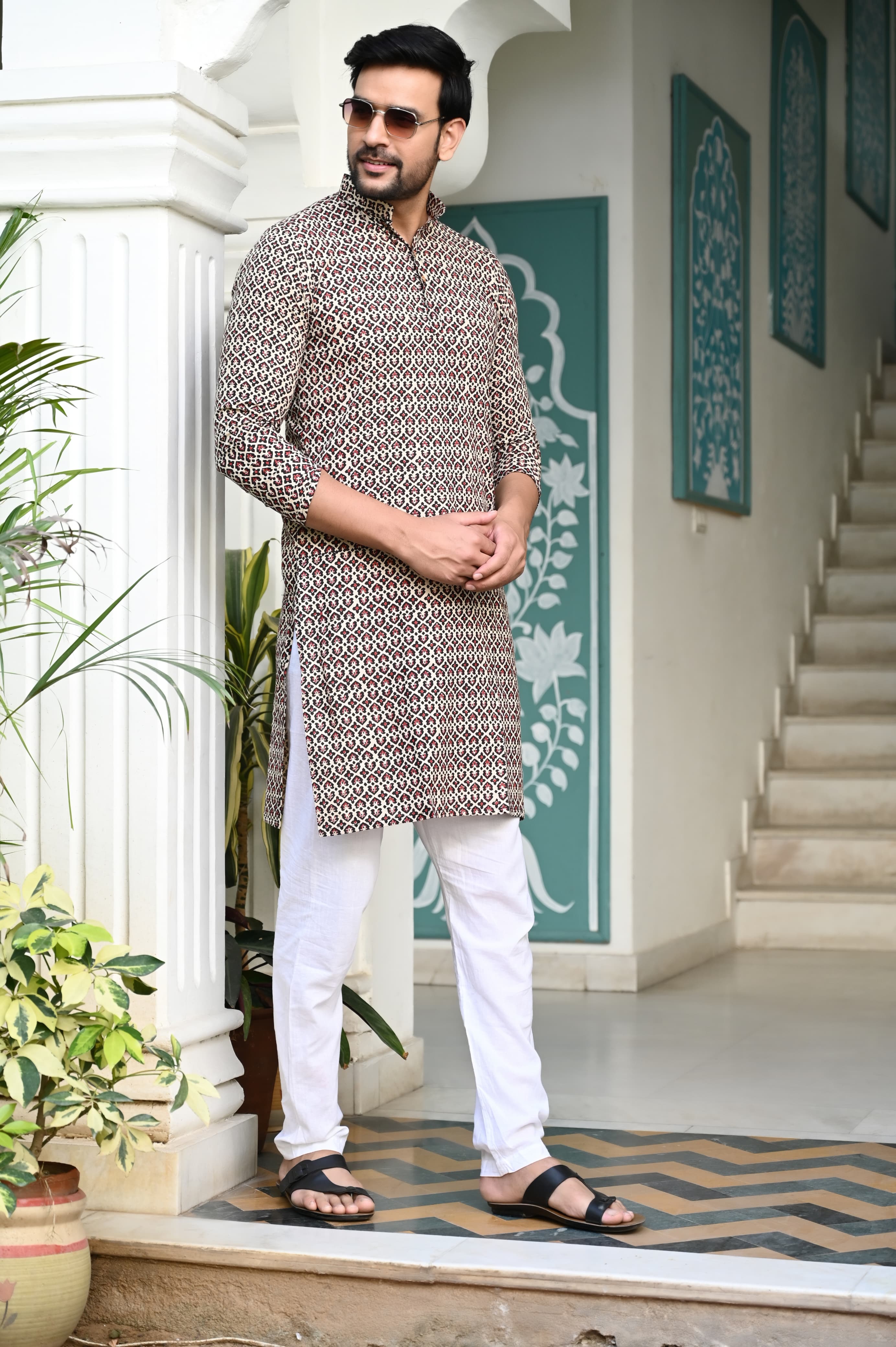 Beige Color Pure Cotton Kurta Payjama for Men