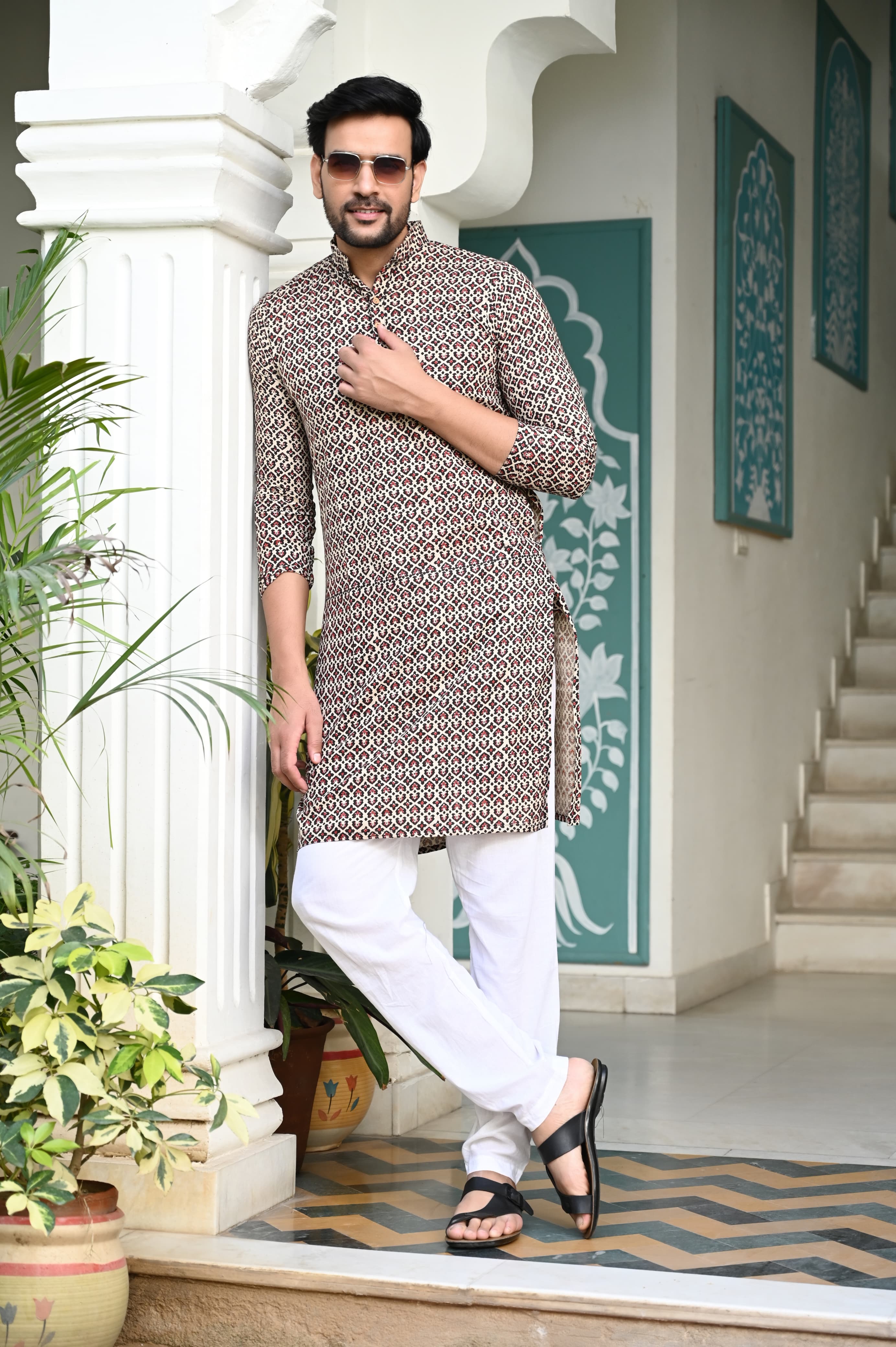 Beige Color Pure Cotton Kurta Payjama for Men