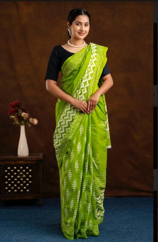 Light Green Saree for Women by Zarigaba